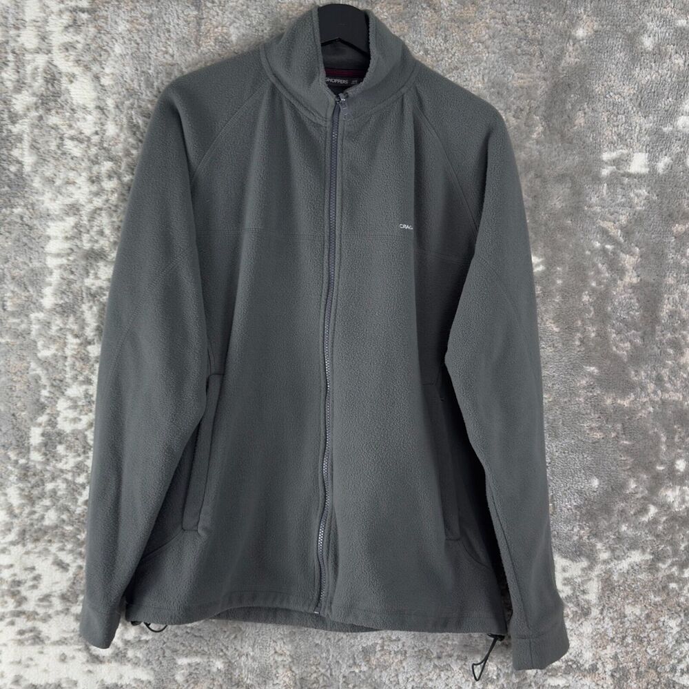 Craghoppers Men Sz M Mock Neck Fleece Full Zip‎ Sweater Gray Long Sleeve Pocket